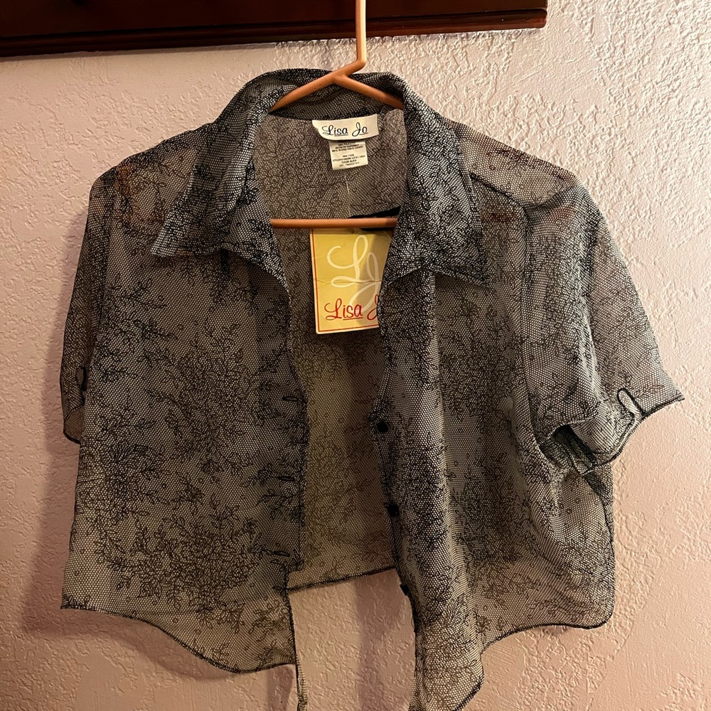 Lisa Jo Sheer Tie Cropped Shirt